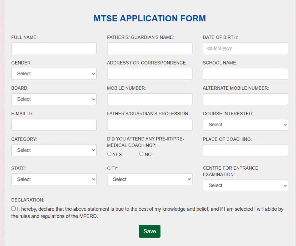 MTSE Registration Form