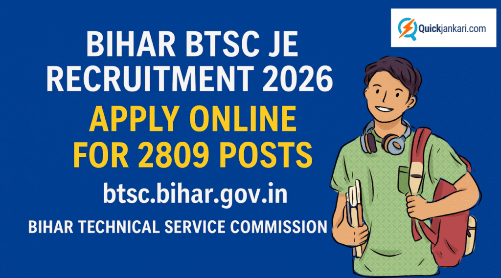 Bihar BTSC JE Recruitment 2026 Apply Online for 2809 Junior Engineer Posts Now