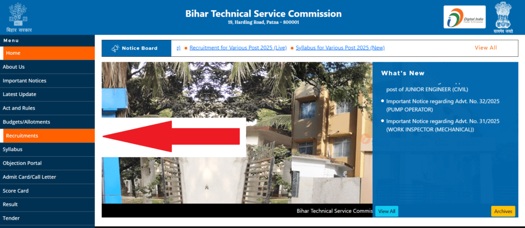 How to Apply for Bihar BTSC Junior Engineer (JE) Recruitment 2026?