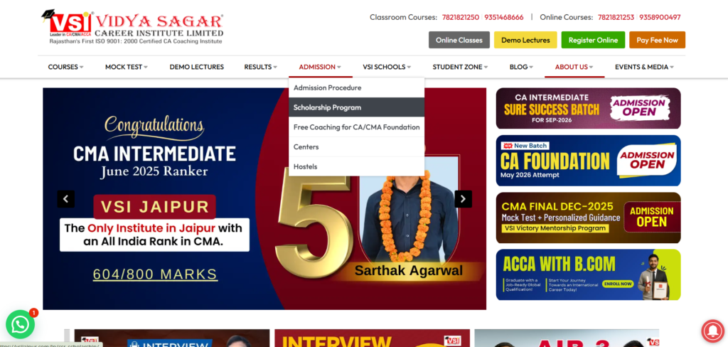 Application Process of VSCIL Scholarship Test 2025 