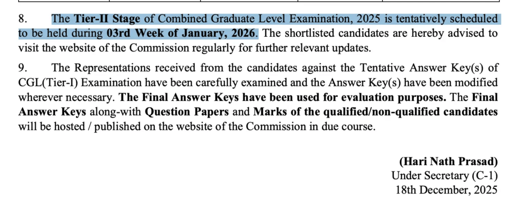 SSC CGL Exam Date 2025 Tier 2 Schedule