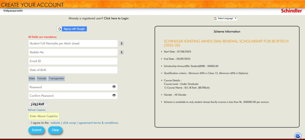 Application Process of Schindler Igniting Minds Scholarship 2025