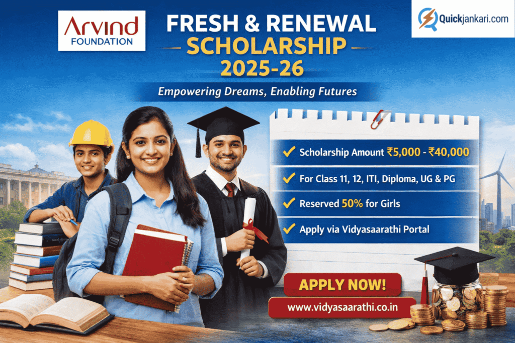 Arvind Foundation Fresh and Renewal Scholarship 2025-26