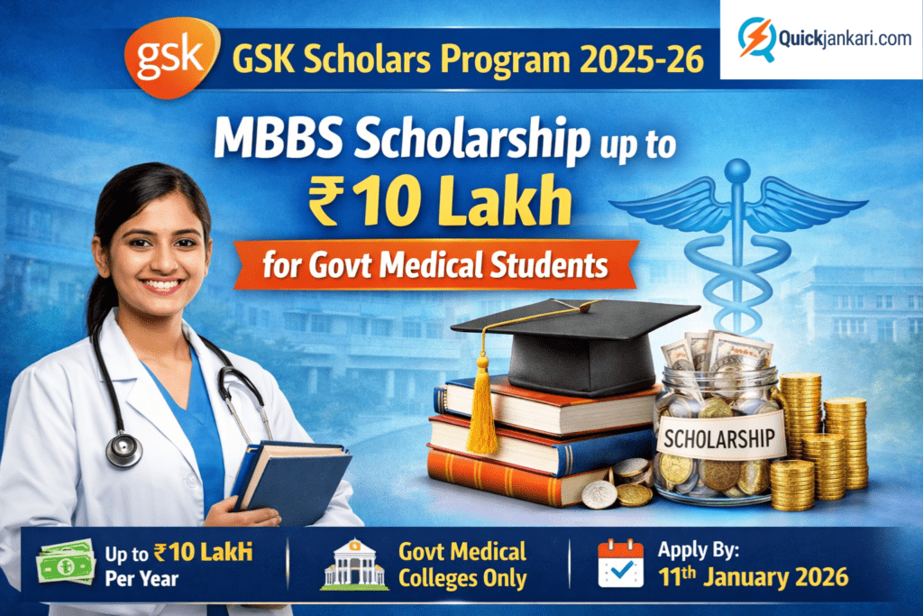 GSK Scholars Program 2025-26: MBBS Scholarship up to ₹10 Lakh | Eligibility & Apply Online