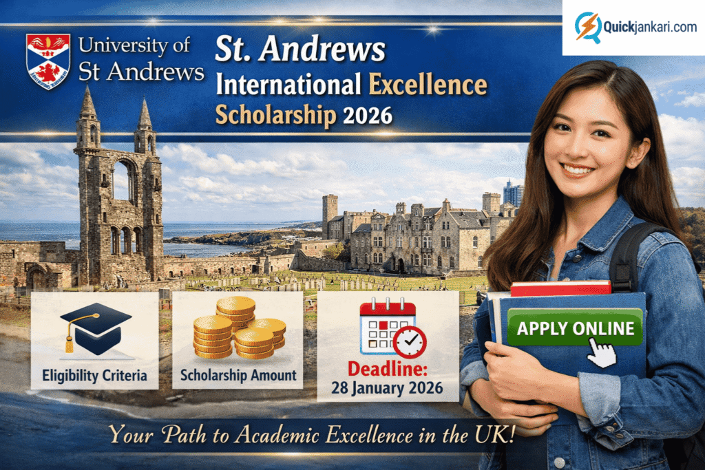 St. Andrews International Excellence Scholarship 2026 – Eligibility, Amount, Deadline & Apply Online
