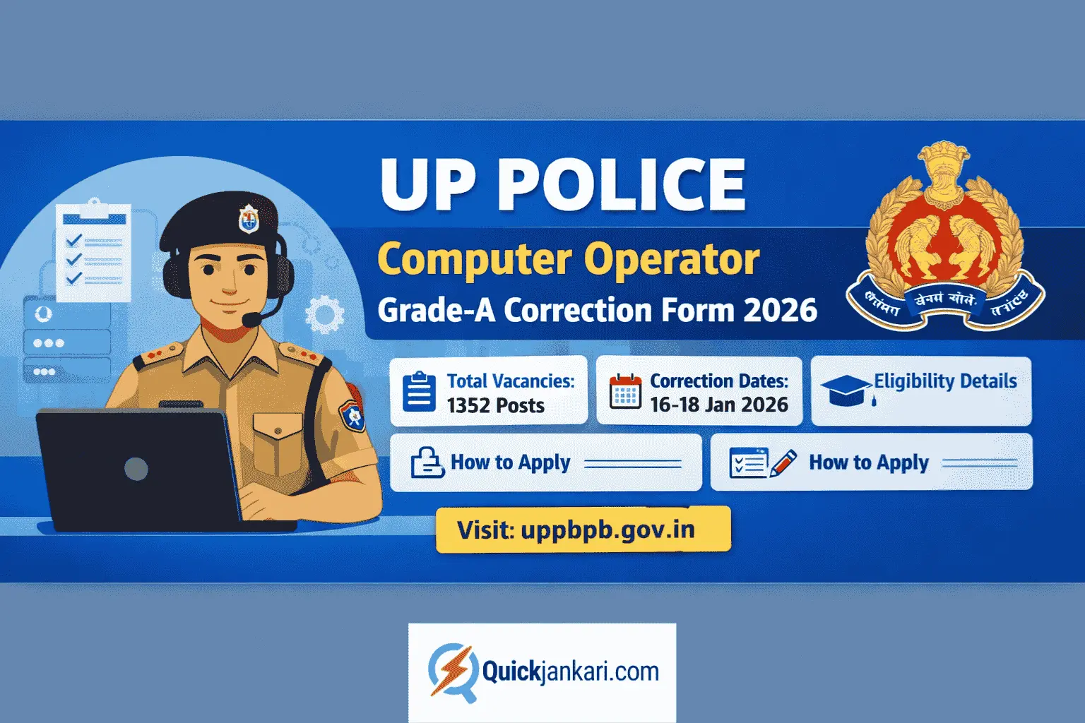 UP Police Computer Operator Grade-A Correction Form 2026