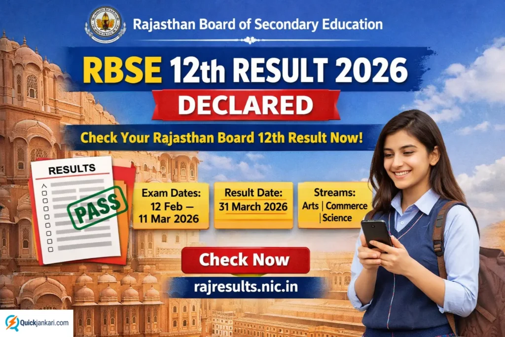 RBSE Class 12th Result 2026 (Out) – Check Rajasthan Board 12th Result @ rajeduboard.rajasthan.gov.in